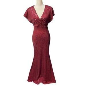 NWT Baltic Born Red‎ Sequin Sexy Sparkle Event Gala Maxi Dress Medium
